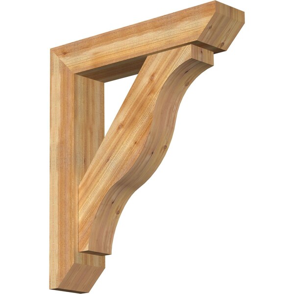 Ekena Millwork Funston Slat Rough Sawn Bracket w/ Offset Brace, Western Red Cedar, 8"W x 38"D x 44"H BKT0806X38X44FST06RWR - main